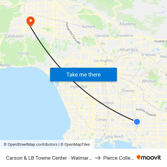 Carson & LB Towne Center - Walmart SE to Pierce College map