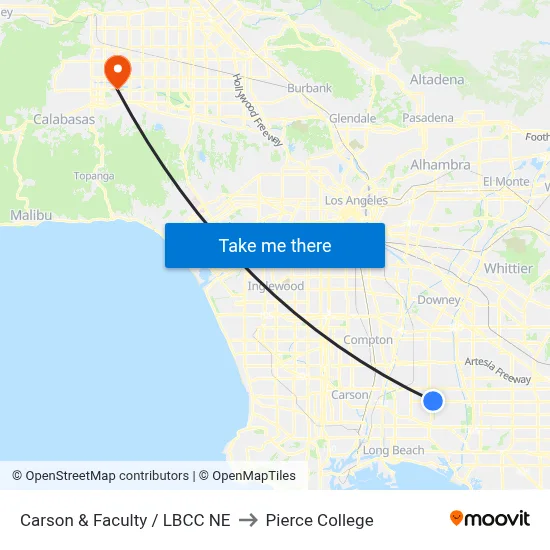 Carson & Faculty / LBCC NE to Pierce College map