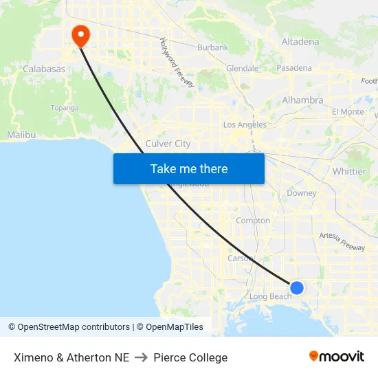 Ximeno & Atherton NE to Pierce College map