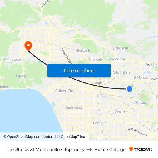 The Shops at Montebello - Jcpenney to Pierce College map