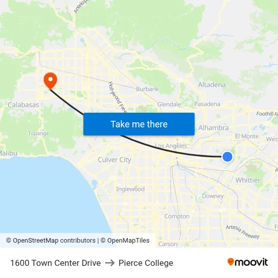 1600 Town Center Drive to Pierce College map