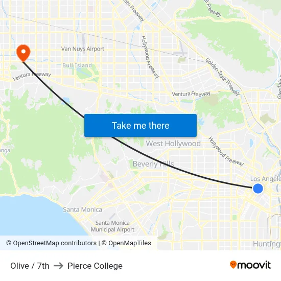 Olive / 7th to Pierce College map