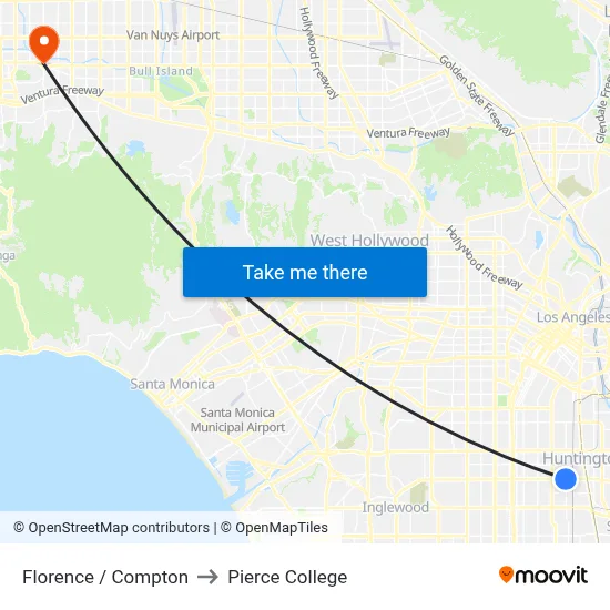 Florence / Compton to Pierce College map