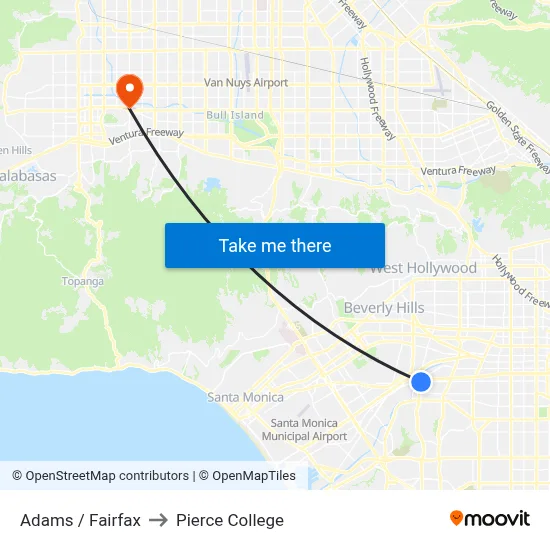 Adams / Fairfax to Pierce College map