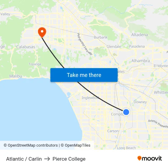 Atlantic / Carlin to Pierce College map