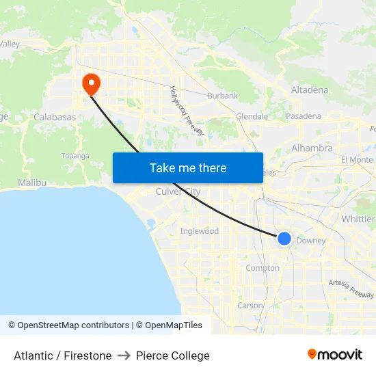 Atlantic / Firestone to Pierce College map
