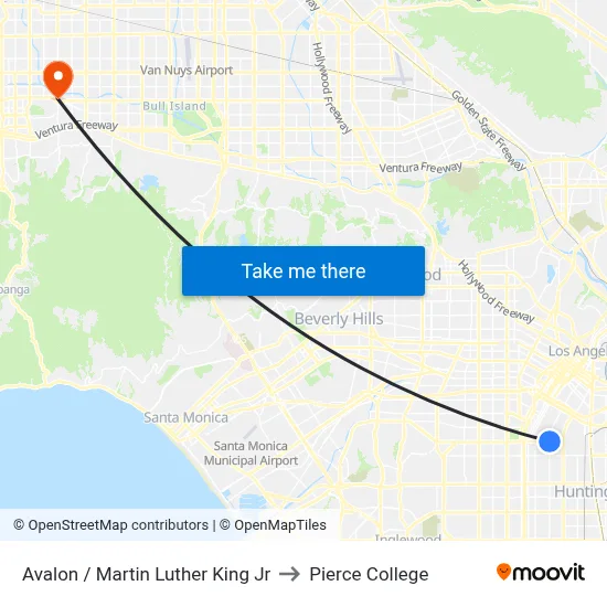Avalon / Martin Luther King Jr to Pierce College map