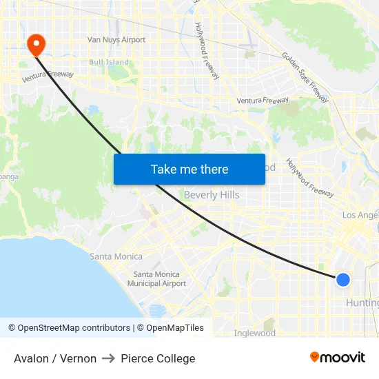 Avalon / Vernon to Pierce College map