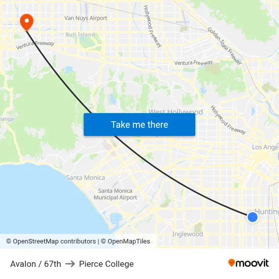 Avalon / 67th to Pierce College map