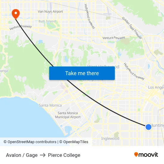 Avalon / Gage to Pierce College map