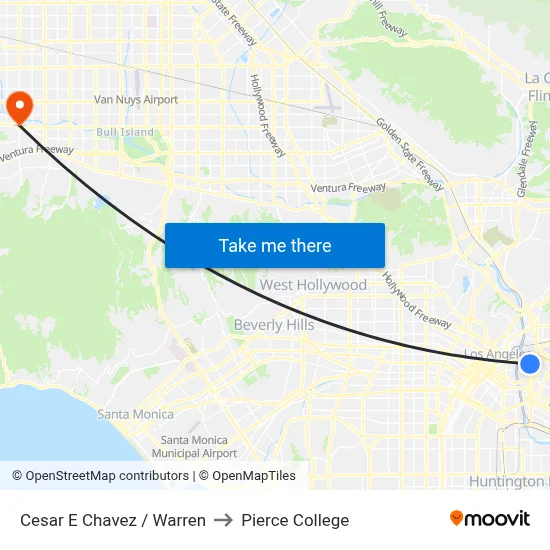 Cesar E Chavez / Warren to Pierce College map