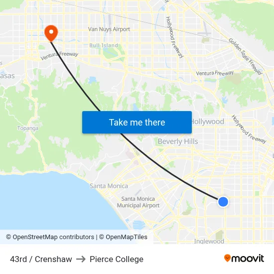 43rd / Crenshaw to Pierce College map