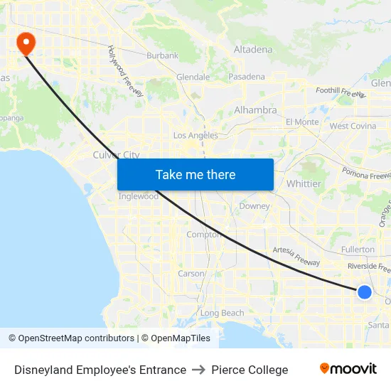 Disneyland Employee's Entrance to Pierce College map