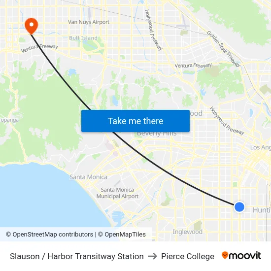 Slauson / Harbor Transitway Station to Pierce College map