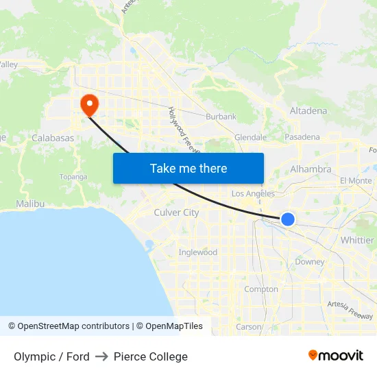 Olympic / Ford to Pierce College map