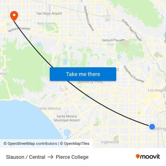 Slauson / Central to Pierce College map
