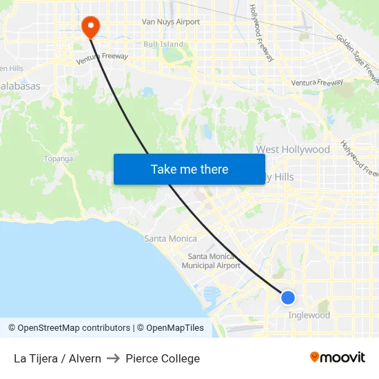 La Tijera / Alvern to Pierce College map