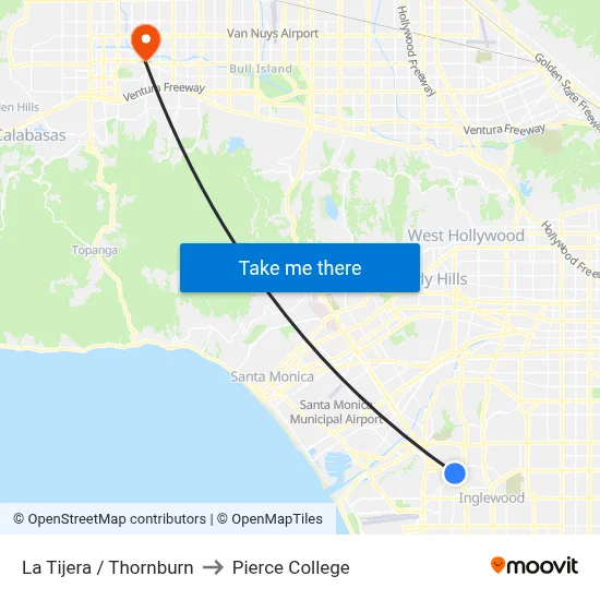 La Tijera / Thornburn to Pierce College map