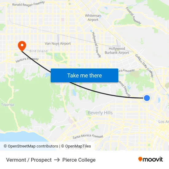 Vermont / Prospect to Pierce College map