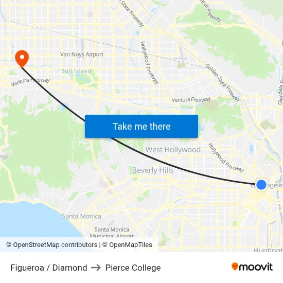 Figueroa / Diamond to Pierce College map