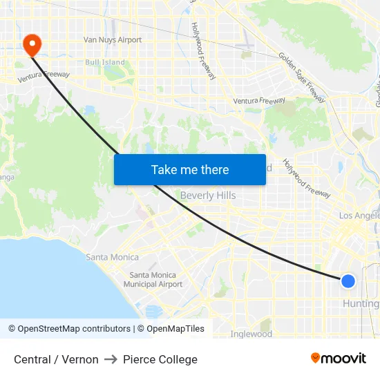 Central / Vernon to Pierce College map