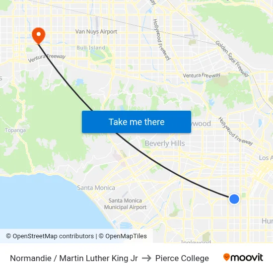 Normandie / Martin Luther King Jr to Pierce College map