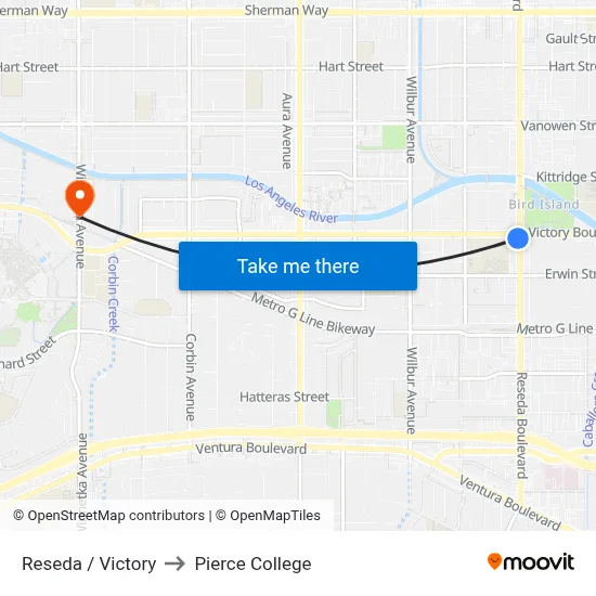 Reseda / Victory to Pierce College map