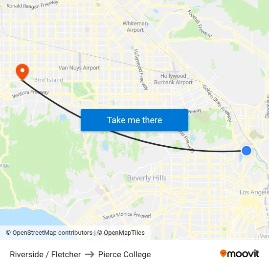 Riverside / Fletcher to Pierce College map