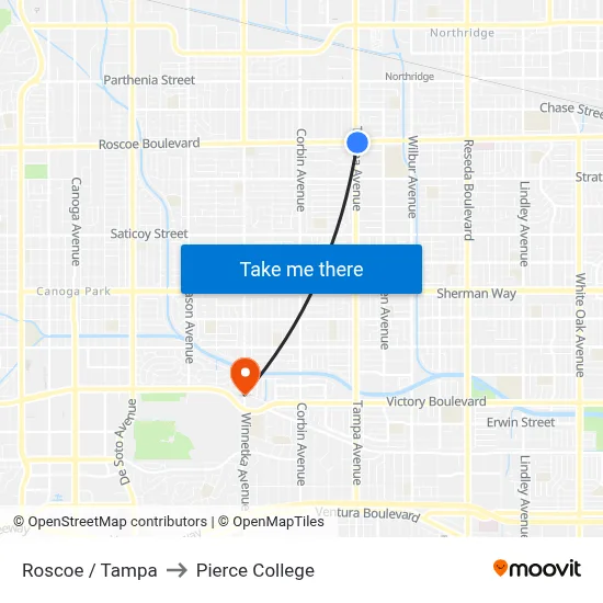 Roscoe / Tampa to Pierce College map