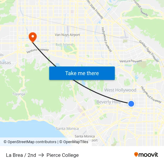 La Brea / 2nd to Pierce College map