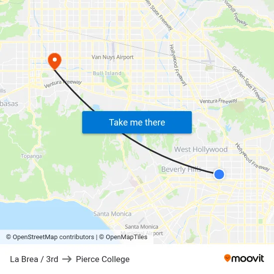 La Brea / 3rd to Pierce College map