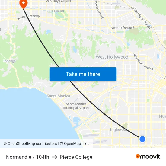 Normandie / 104th to Pierce College map