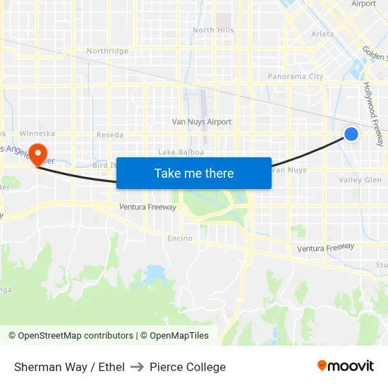 Sherman Way / Ethel to Pierce College map