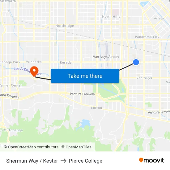 Sherman Way / Kester to Pierce College map