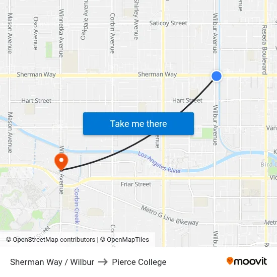 Sherman Way / Wilbur to Pierce College map