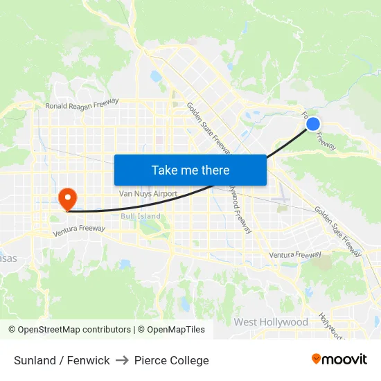 Sunland / Fenwick to Pierce College map