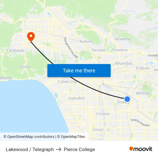 Lakewood / Telegraph to Pierce College map
