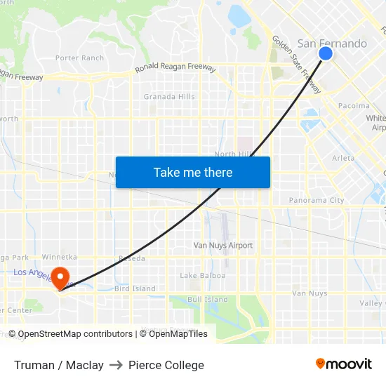 Truman / Maclay to Pierce College map