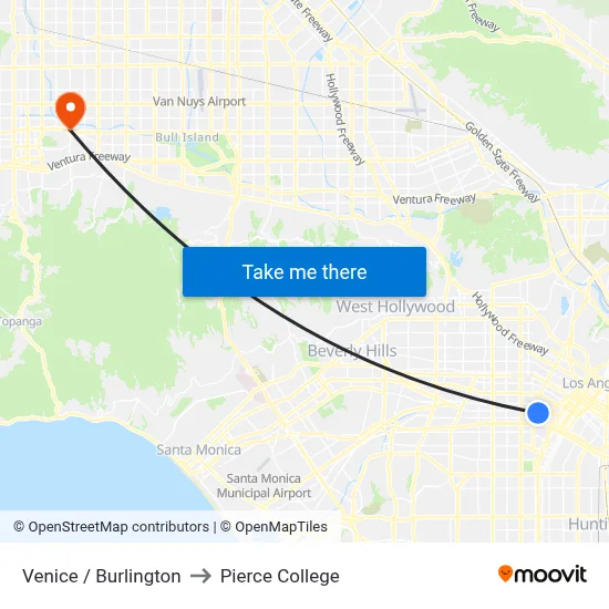 Venice / Burlington to Pierce College map