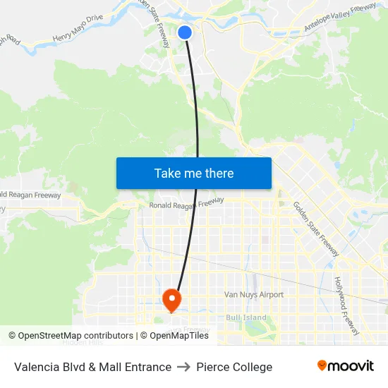 Valencia Blvd & Mall Entrance to Pierce College map