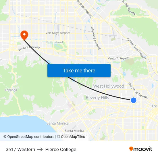 3rd / Western to Pierce College map