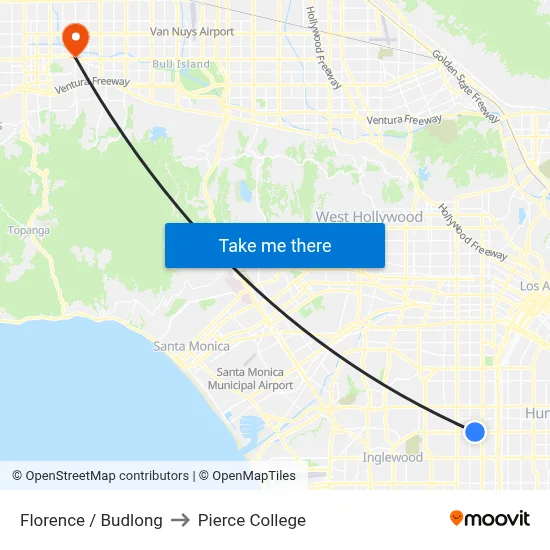Florence / Budlong to Pierce College map