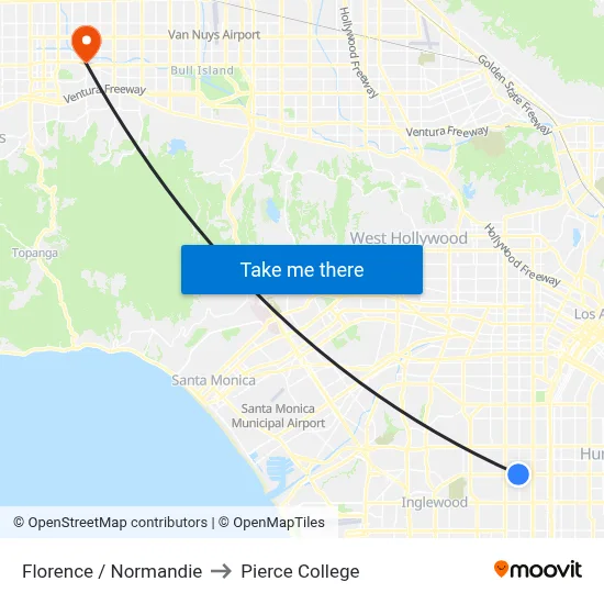 Florence / Normandie to Pierce College map
