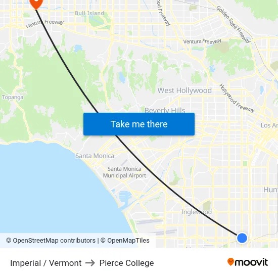 Imperial / Vermont to Pierce College map