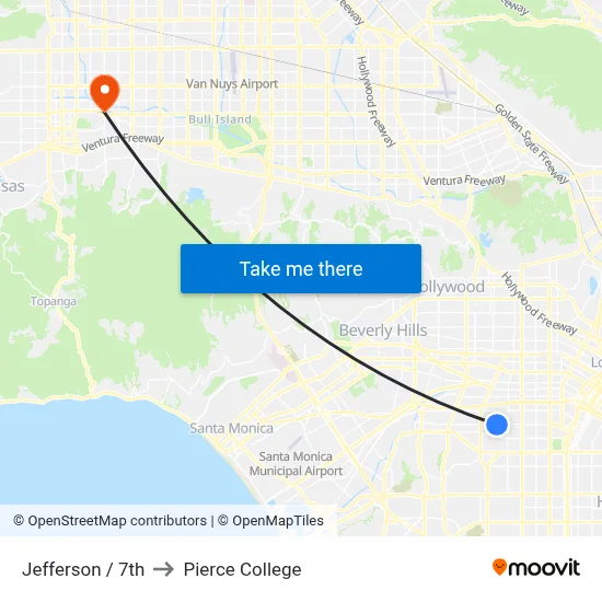 Jefferson / 7th to Pierce College map