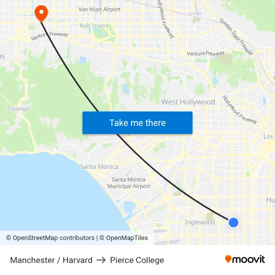 Manchester / Harvard to Pierce College map