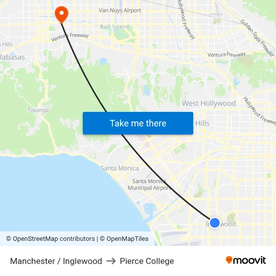 Manchester / Inglewood to Pierce College map