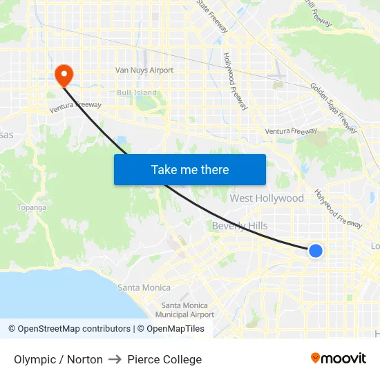 Olympic / Norton to Pierce College map
