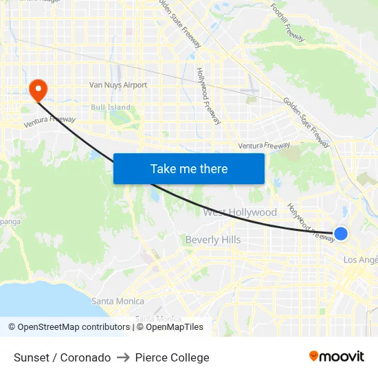 Sunset / Coronado to Pierce College map