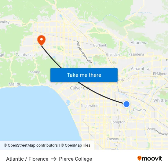 Atlantic / Florence to Pierce College map